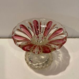 Vintage Indiana Glass Ruby Lotus Blossom Candle Holder